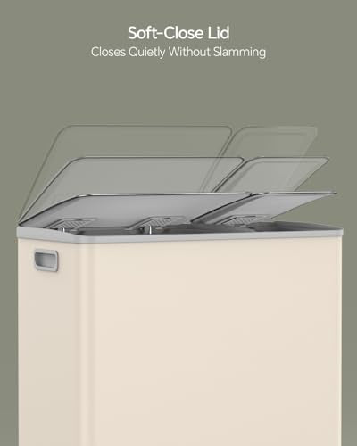 Dual Trash & Recycling Bin – Kitchen Waste Sorting System, Stainless Steel Step Trash Can Combo