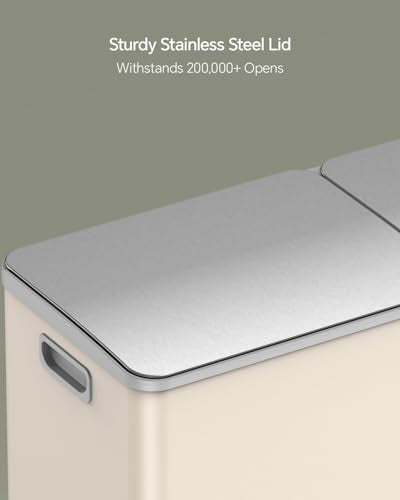 Dual Trash & Recycling Bin – Kitchen Waste Sorting System, Stainless Steel Step Trash Can Combo