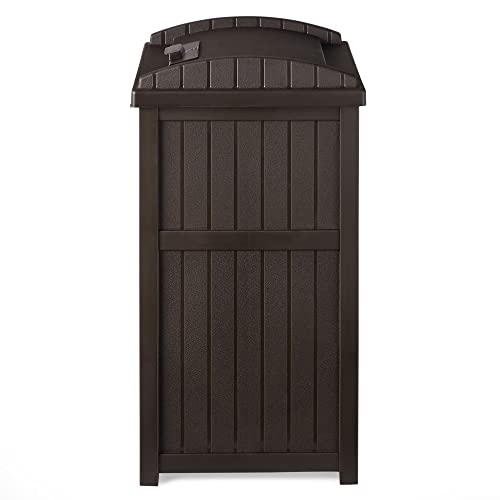 Outdoor Trash Hideaway Can – Durable Plastic Garbage Bin, 30–33 Gallon Bag Compatible, Tiered Lid, 2 Pack, Patio Deck Backyard Waste Container