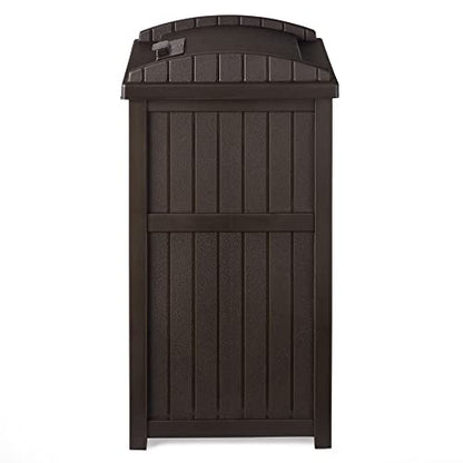 Outdoor Trash Hideaway Can – Durable Plastic Garbage Bin, 30–33 Gallon Bag Compatible, Tiered Lid, 2 Pack, Patio Deck Backyard Waste Container