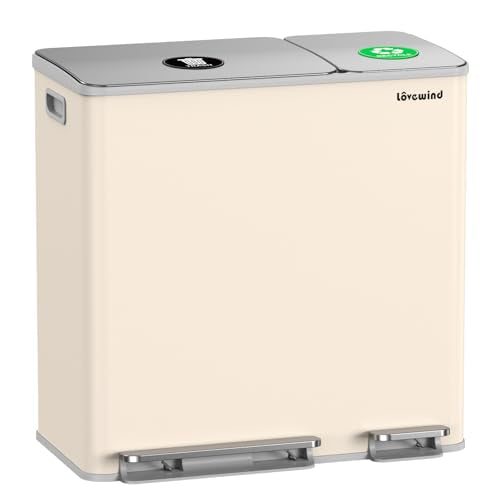 Dual Trash & Recycling Bin – Kitchen Waste Sorting System, Stainless Steel Step Trash Can Combo