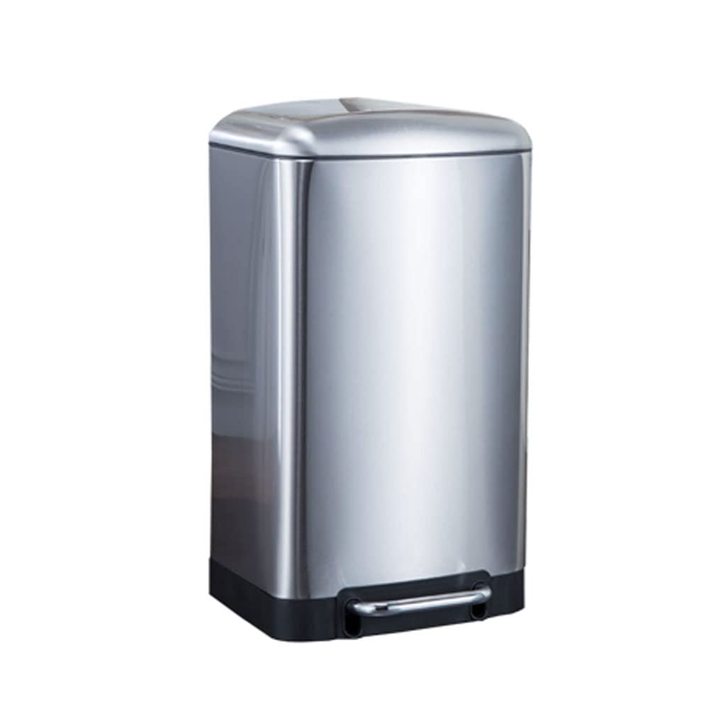 30L Stainless Steel Foot Pedal Trash Can, Large Capacity Lidded Waste Bin for Kitchen, Bathroom, Bedroom & Office