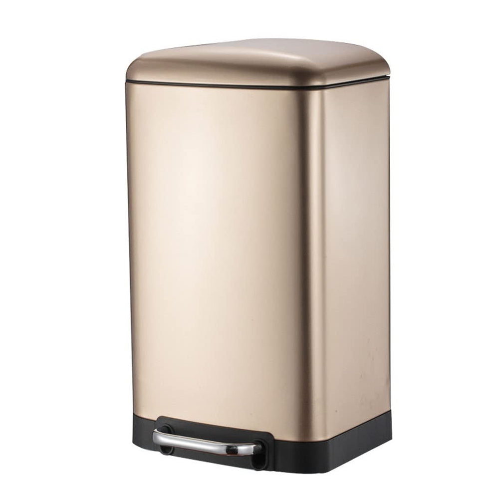 30L Stainless Steel Foot Pedal Trash Can, Large Capacity Lidded Waste Bin for Kitchen, Bathroom, Bedroom & Office