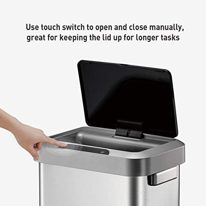 Motion Sensor Trash Can – Touchless Automatic Lid, Kitchen Office Bathroom Bin, Stainless Steel