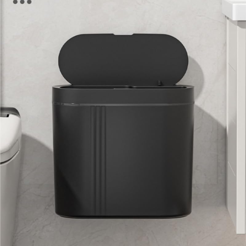 Smart Wall-Mounted Trash Can with Automatic Lid, Touchless Household Waste Bin for Bathroom Kitchen Bedroom