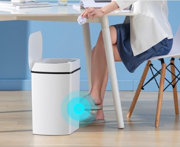 Smart Square ABS Trash Can for Bedroom Kitchen Bathroom, Household Waste Bin