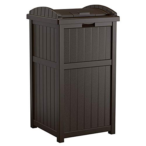 Outdoor Trash Hideaway Can – Durable Plastic Garbage Bin, 30–33 Gallon Bag Compatible, Tiered Lid, 2 Pack, Patio Deck Backyard Waste Container