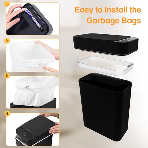 Smart Sensor Trash Can – Slim Touchless Motion Lid, Bathroom Kitchen Bedroom RV Waste Bin, Compact Automatic Garbage Can