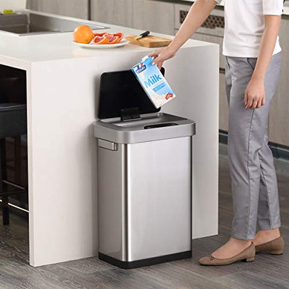 Motion Sensor Trash Can – Touchless Automatic Lid, Kitchen Office Bathroom Bin, Stainless Steel