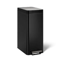 13 Gallon Slim Step Trash Can, Black Stainless Steel Space-Saving Bifold Lid Waste Bin