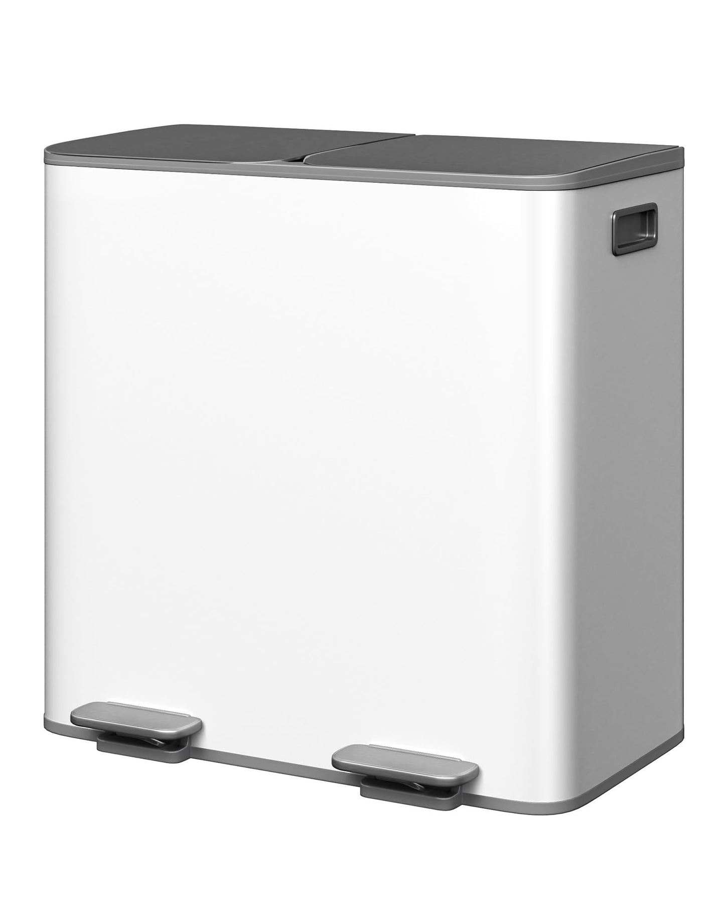 Double Step Trash Can – 2 x 8 Gallon, Stainless Steel, Dual Compartment, Soft-Close Lid, Recycling Bin