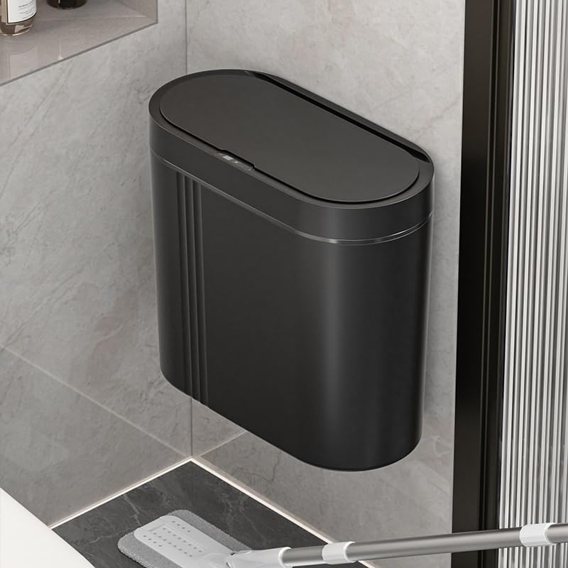 Smart Wall-Mounted Trash Can with Automatic Lid, Touchless Household Waste Bin for Bathroom Kitchen Bedroom