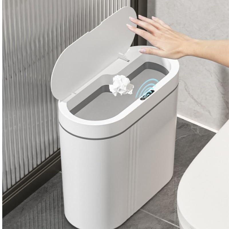 Smart Wall-Mounted Trash Can with Automatic Lid, Touchless Household Waste Bin for Bathroom Kitchen Bedroom