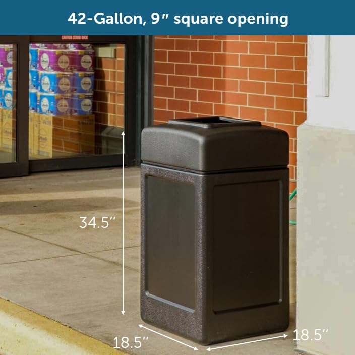 42 Gallon Square Trash Can – Open Top, Indoor/Outdoor Waste Bin, Commercial Large Capacity Garbage Container