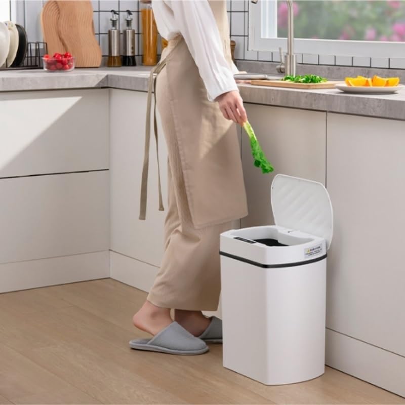 Smart Square ABS Trash Can for Bedroom Kitchen Bathroom, Household Waste Bin
