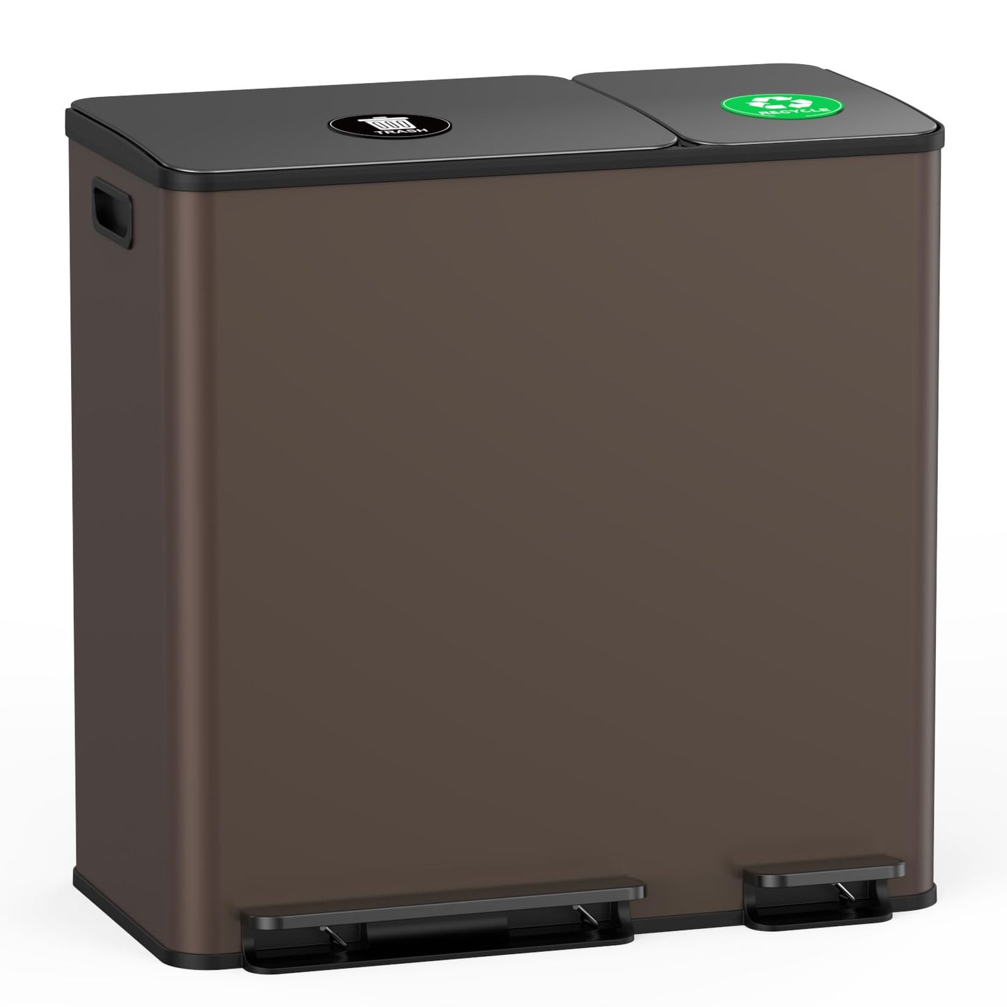 Dual Trash & Recycling Bin – Kitchen Waste Sorting System, Stainless Steel Step Trash Can Combo