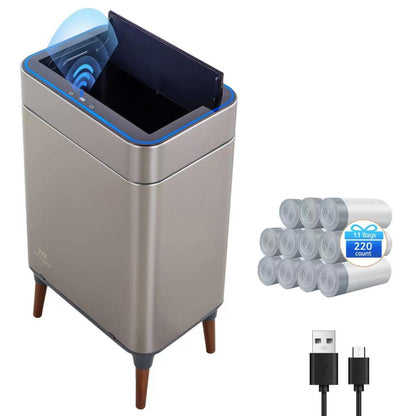 13 Gallon Smart Sensor Trash Can – 50L, Touchless, Butterfly Lid, Stainless Steel, USB Rechargeable, Soft-Close Kitchen Bin