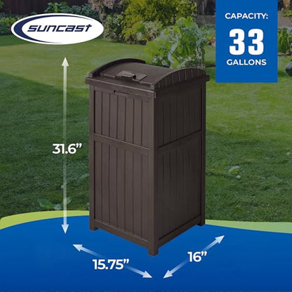 Outdoor Trash Hideaway Can – Durable Plastic Garbage Bin, 30–33 Gallon Bag Compatible, Tiered Lid, 2 Pack, Patio Deck Backyard Waste Container