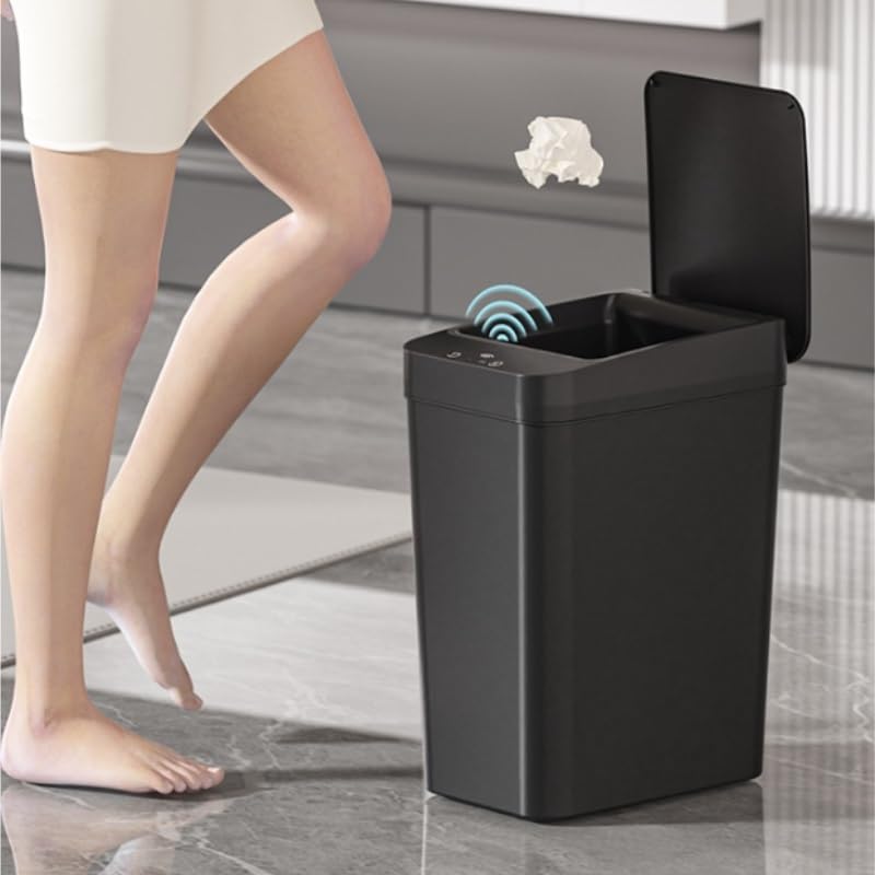Smart PP Sensor Trash Can for Bedroom Kitchen Household, Automatic Flip Lid Waste Bin