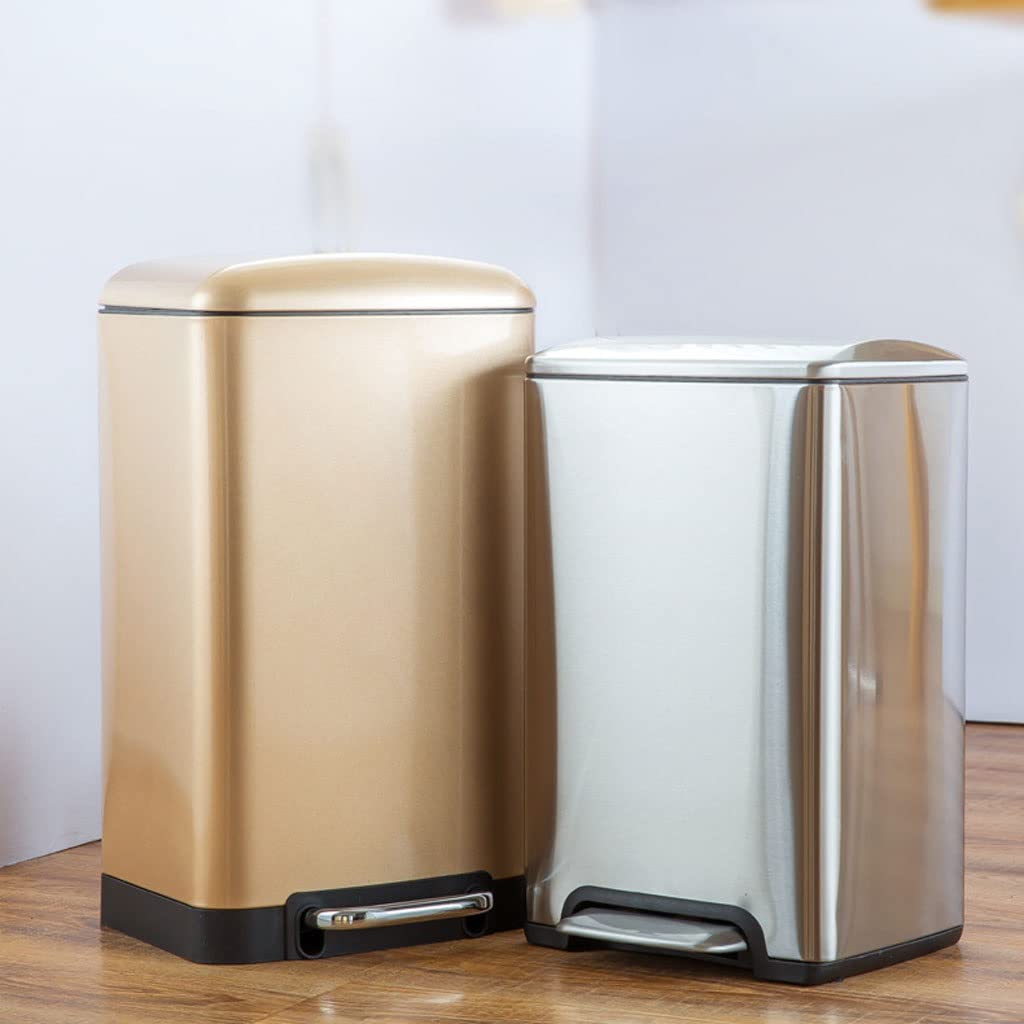 30L Stainless Steel Foot Pedal Trash Can, Large Capacity Lidded Waste Bin for Kitchen, Bathroom, Bedroom & Office