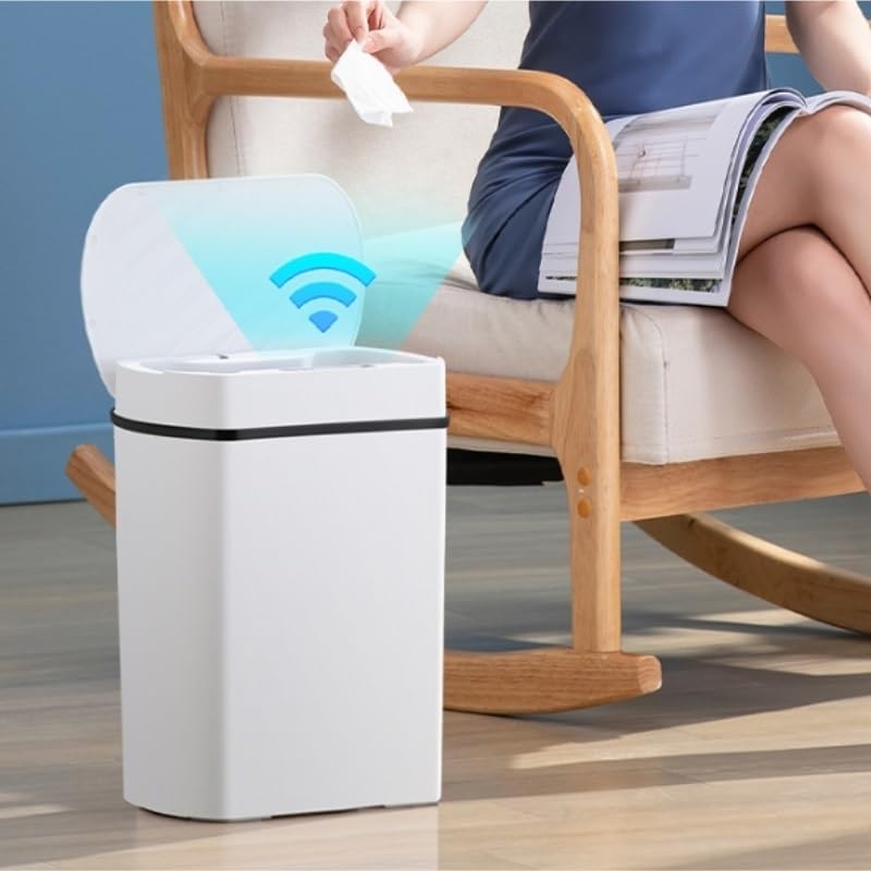 Smart Square ABS Trash Can for Bedroom Kitchen Bathroom, Household Waste Bin