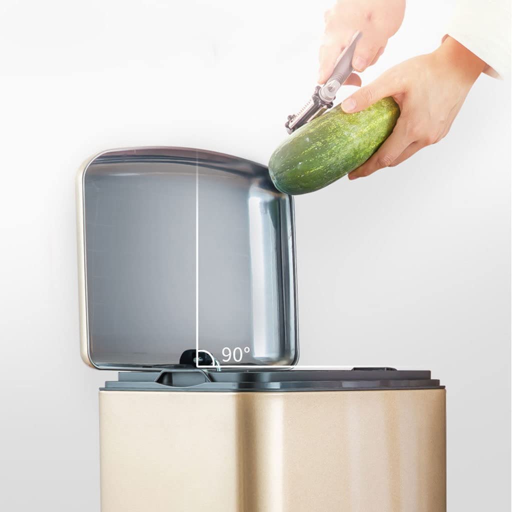 30L Stainless Steel Foot Pedal Trash Can, Large Capacity Lidded Waste Bin for Kitchen, Bathroom, Bedroom & Office