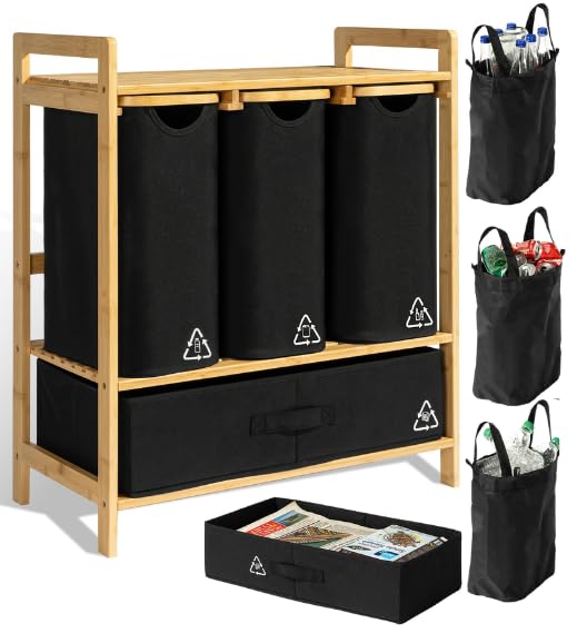 Kitchen Recycling Bin – Sectioned Waste Sorting Trash Can, Multi-Compartment Organizer