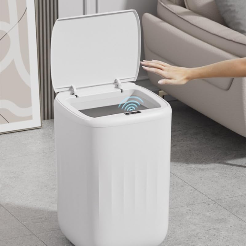 Smart ABS Sensor Trash Can for Kitchen Bedroom Bathroom, Automatic Flip Lid Household Waste Bin
