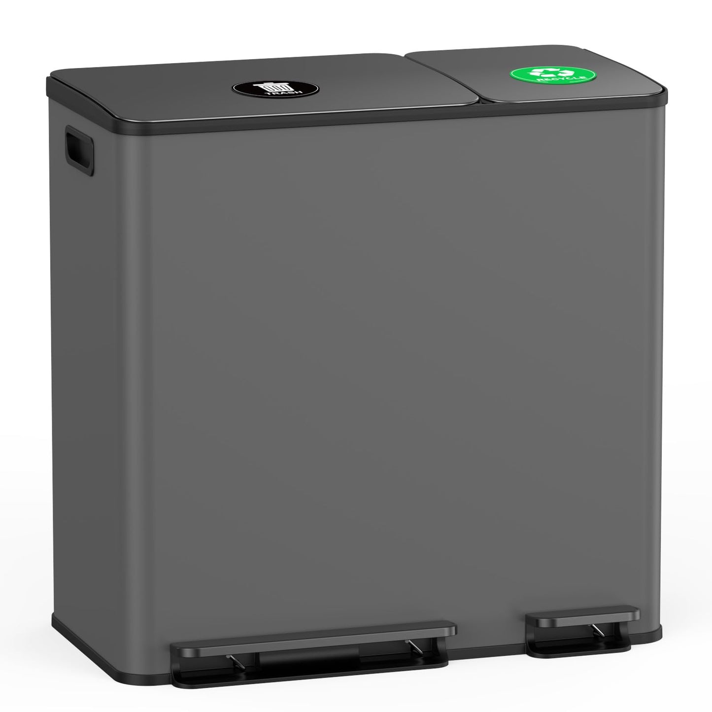 Dual Trash & Recycling Bin – Kitchen Waste Sorting System, Stainless Steel Step Trash Can Combo