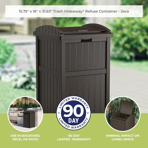 Outdoor Trash Hideaway Can – Durable Plastic Garbage Bin, 30–33 Gallon Bag Compatible, Tiered Lid, 2 Pack, Patio Deck Backyard Waste Container