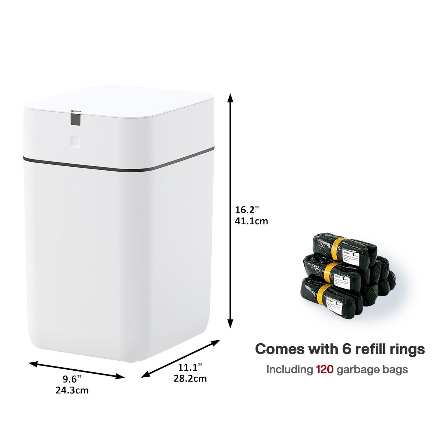 Smart Motion Sensor Trash Can – Self-Sealing, Self-Changing, Touchless Kitchen Bathroom Office Bin, Bag Ring System