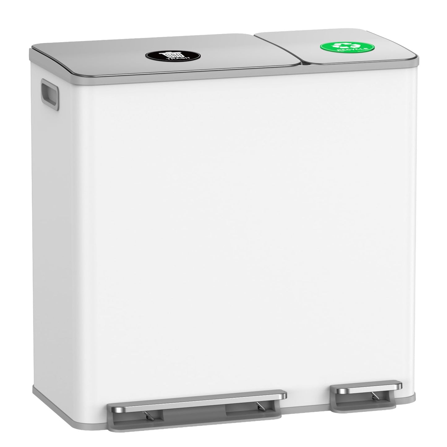 Dual Trash & Recycling Bin – Kitchen Waste Sorting System, Stainless Steel Step Trash Can Combo