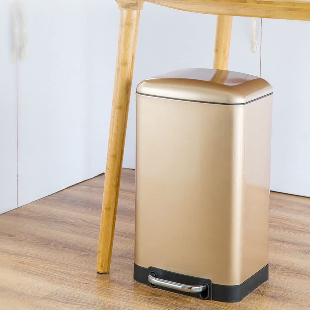 30L Stainless Steel Foot Pedal Trash Can, Large Capacity Lidded Waste Bin for Kitchen, Bathroom, Bedroom & Office