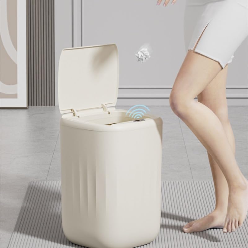 Smart ABS Sensor Trash Can for Kitchen Bedroom Bathroom, Automatic Flip Lid Household Waste Bin