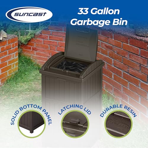 Outdoor Trash Hideaway Can – Durable Plastic Garbage Bin, 30–33 Gallon Bag Compatible, Tiered Lid, 2 Pack, Patio Deck Backyard Waste Container
