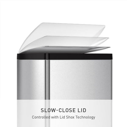 Rectangular Step Trash Can – Brushed Stainless Steel, Kitchen Waste Bin, Soft-Close Lid