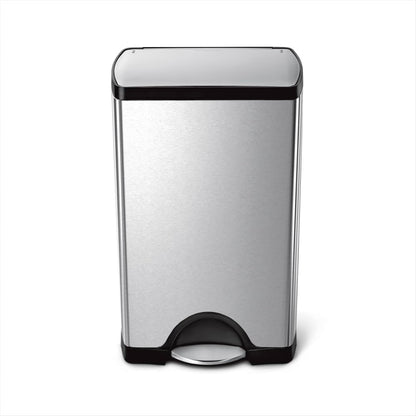 Rectangular Step Trash Can – Brushed Stainless Steel, Kitchen Waste Bin, Soft-Close Lid