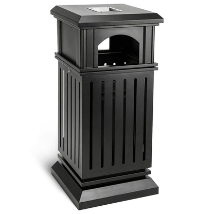 Outdoor Stainless Steel Trash Can – Commercial Heavy Duty Waste Bin, Locking Lid, Industrial Yard Garage Garbage Enclosure