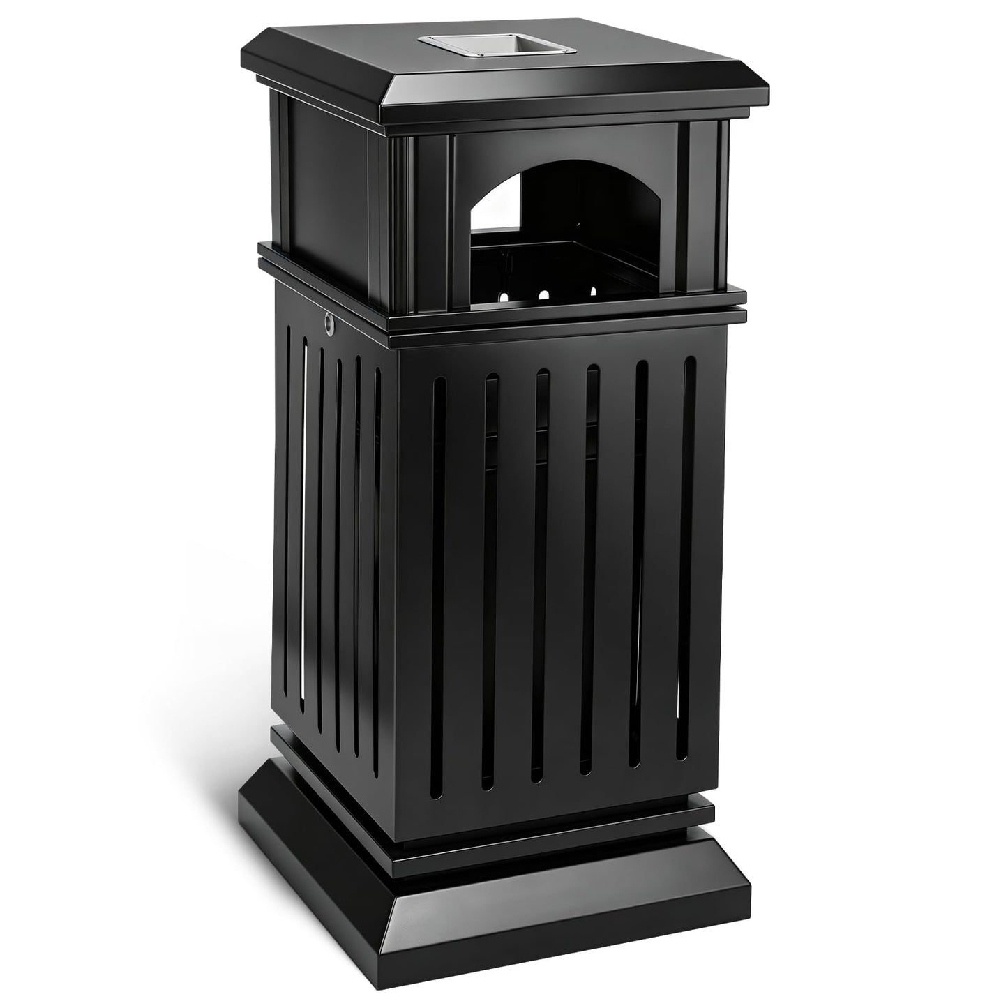Outdoor Stainless Steel Trash Can – Commercial Heavy Duty Waste Bin, Locking Lid, Industrial Yard Garage Garbage Enclosure