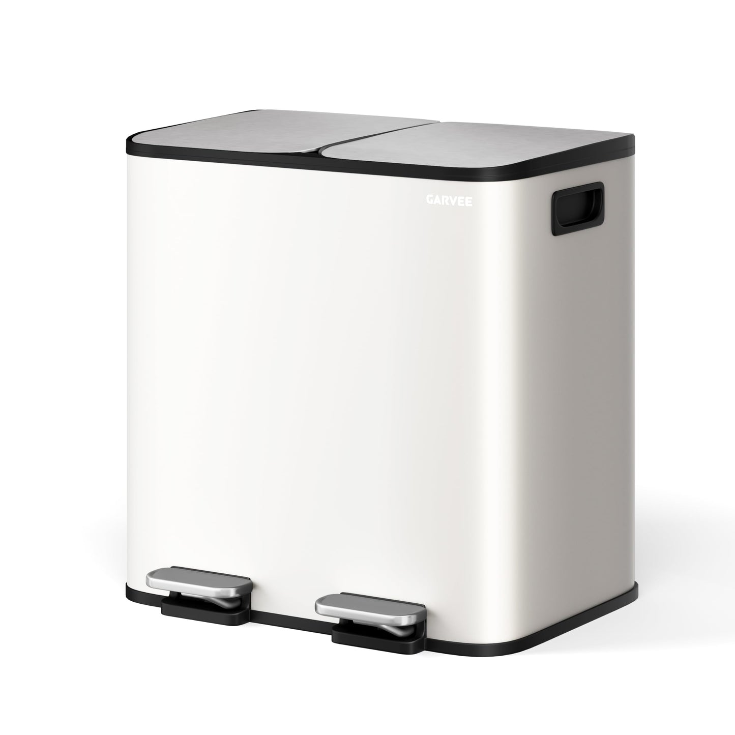 Double Step Trash Can – 2 x 8 Gallon, Stainless Steel, Dual Compartment, Soft-Close Lid, Recycling Bin