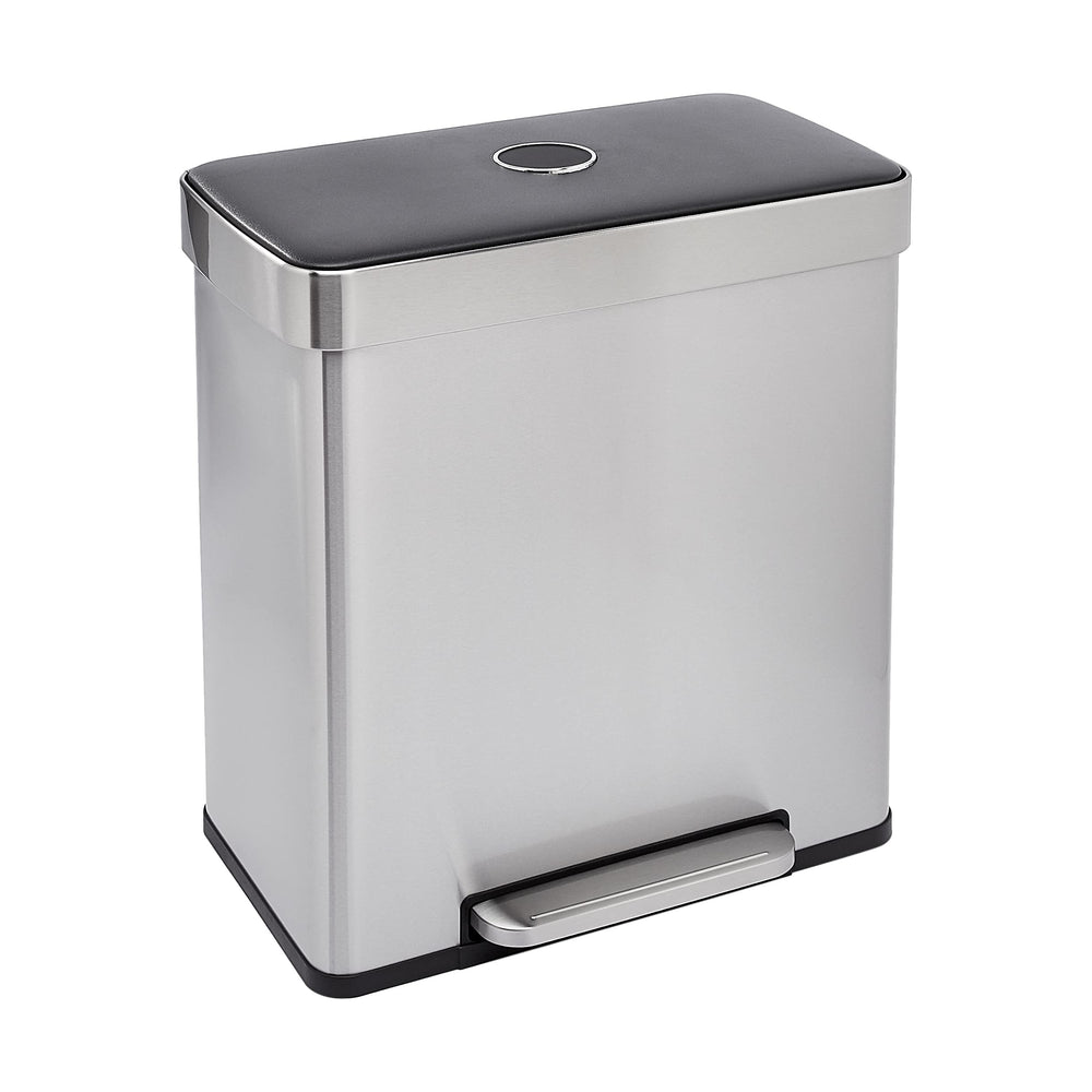 Stainless Steel Recycling Trash Can – Kitchen Waste Bin, Foot Pedal, Lid