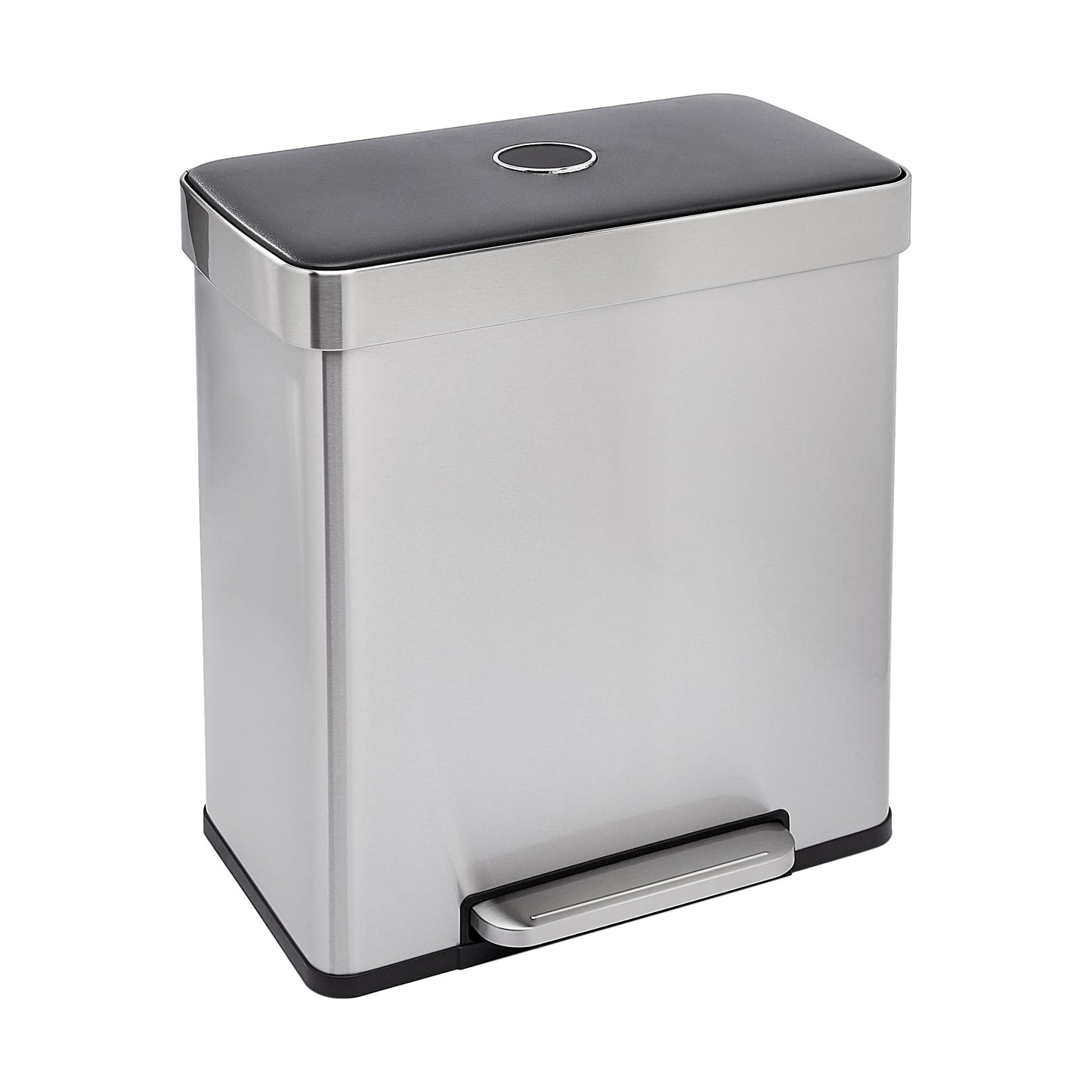 Stainless Steel Recycling Trash Can – Kitchen Waste Bin, Foot Pedal, Lid