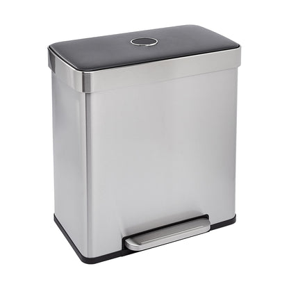Stainless Steel Recycling Trash Can – Kitchen Waste Bin, Foot Pedal, Lid