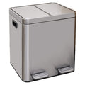Dual Compartment Step Trash Can – Stainless Steel, 2 Bin, Soft-Close, Recycling Bin