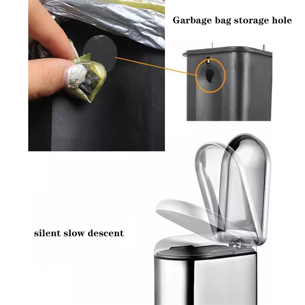 Slim Stainless Steel Step Trash Can, Soft Close Lid with Removable Inner Bucket, Bathroom Kitchen Household Waste Bin