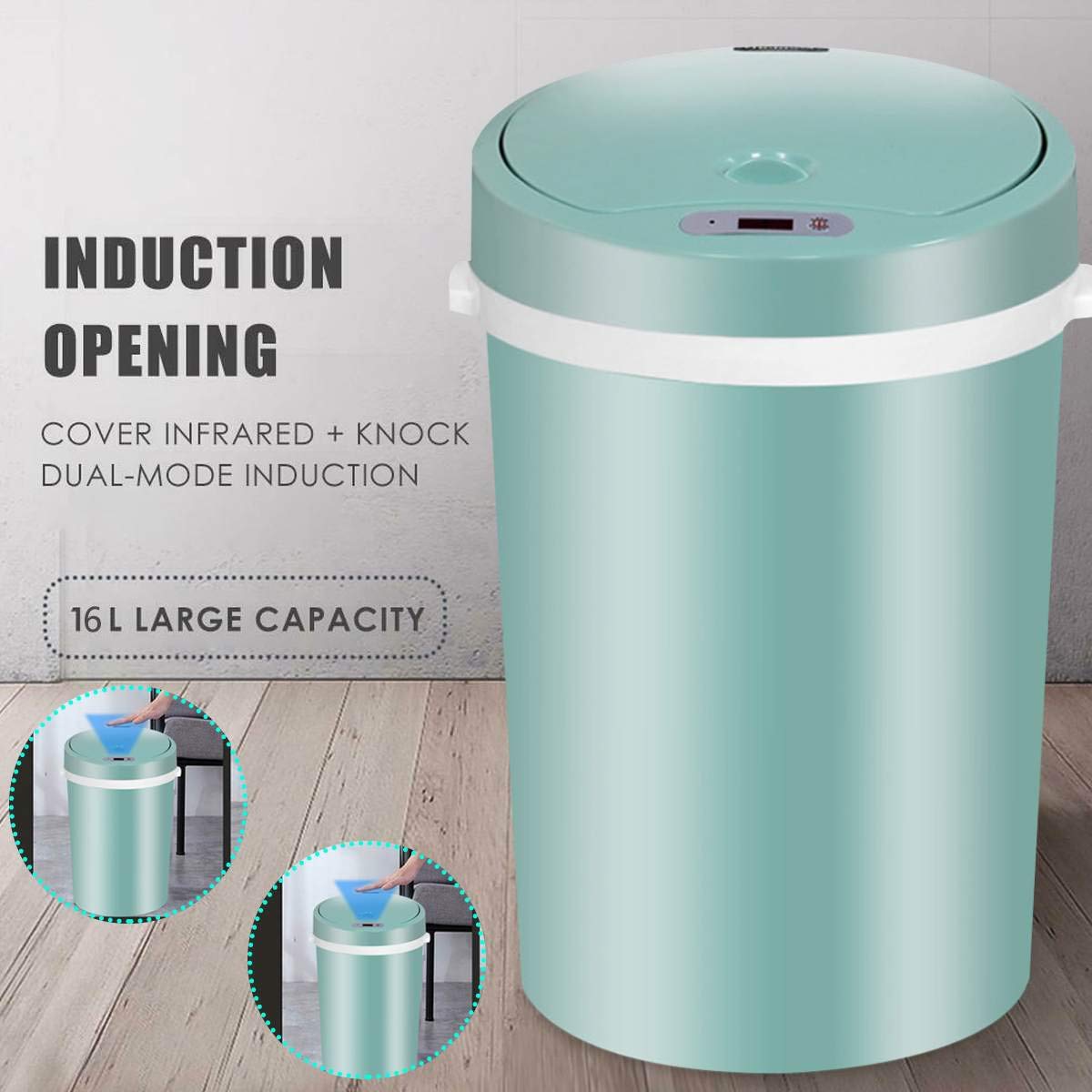 16L Automatic Sensor Smart Trash Can, Plastic Household Waste Bin for Dry & Wet Waste