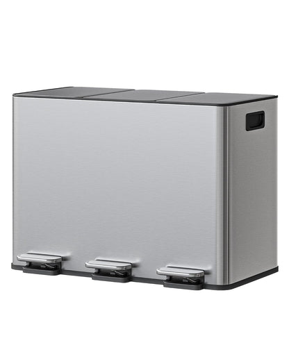 Double Step Trash Can – 2 x 8 Gallon, Stainless Steel, Dual Compartment, Soft-Close Lid, Recycling Bin