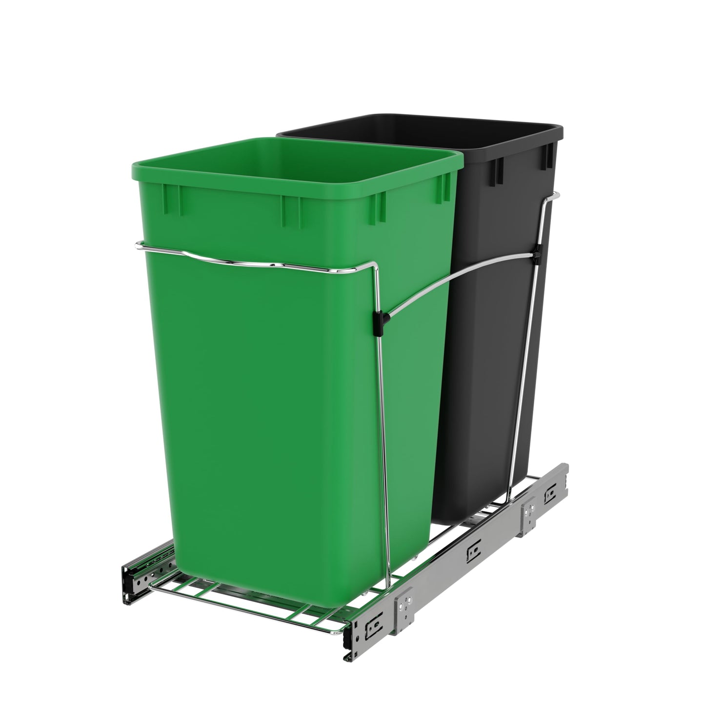 Pull-Out Trash Can for Kitchen Cabinets – Under Sink Sliding Waste Bin System, Soft-Close Organizer