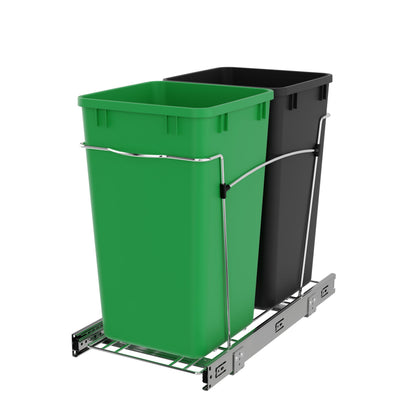 Pull-Out Trash Can for Kitchen Cabinets – Under Sink Sliding Waste Bin System, Soft-Close Organizer