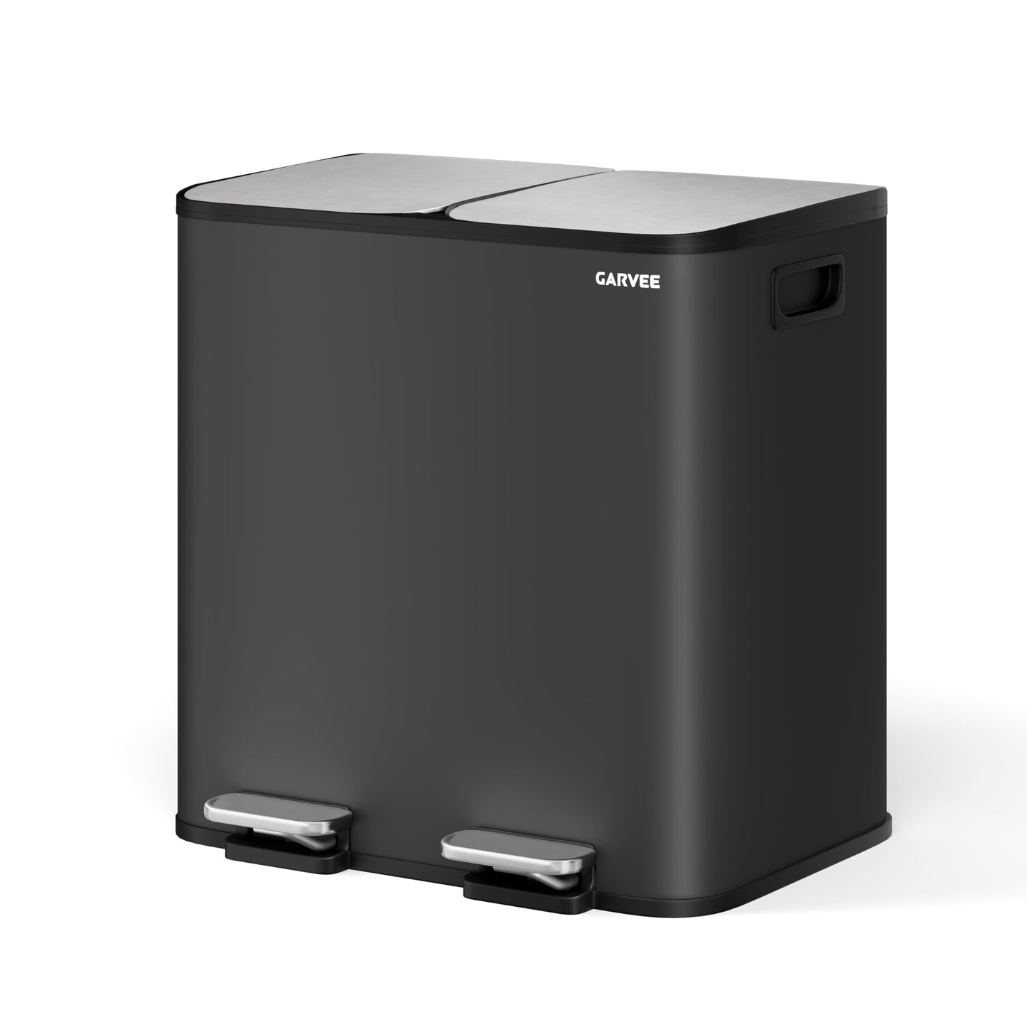 Double Step Trash Can – 2 x 8 Gallon, Stainless Steel, Dual Compartment, Soft-Close Lid, Recycling Bin
